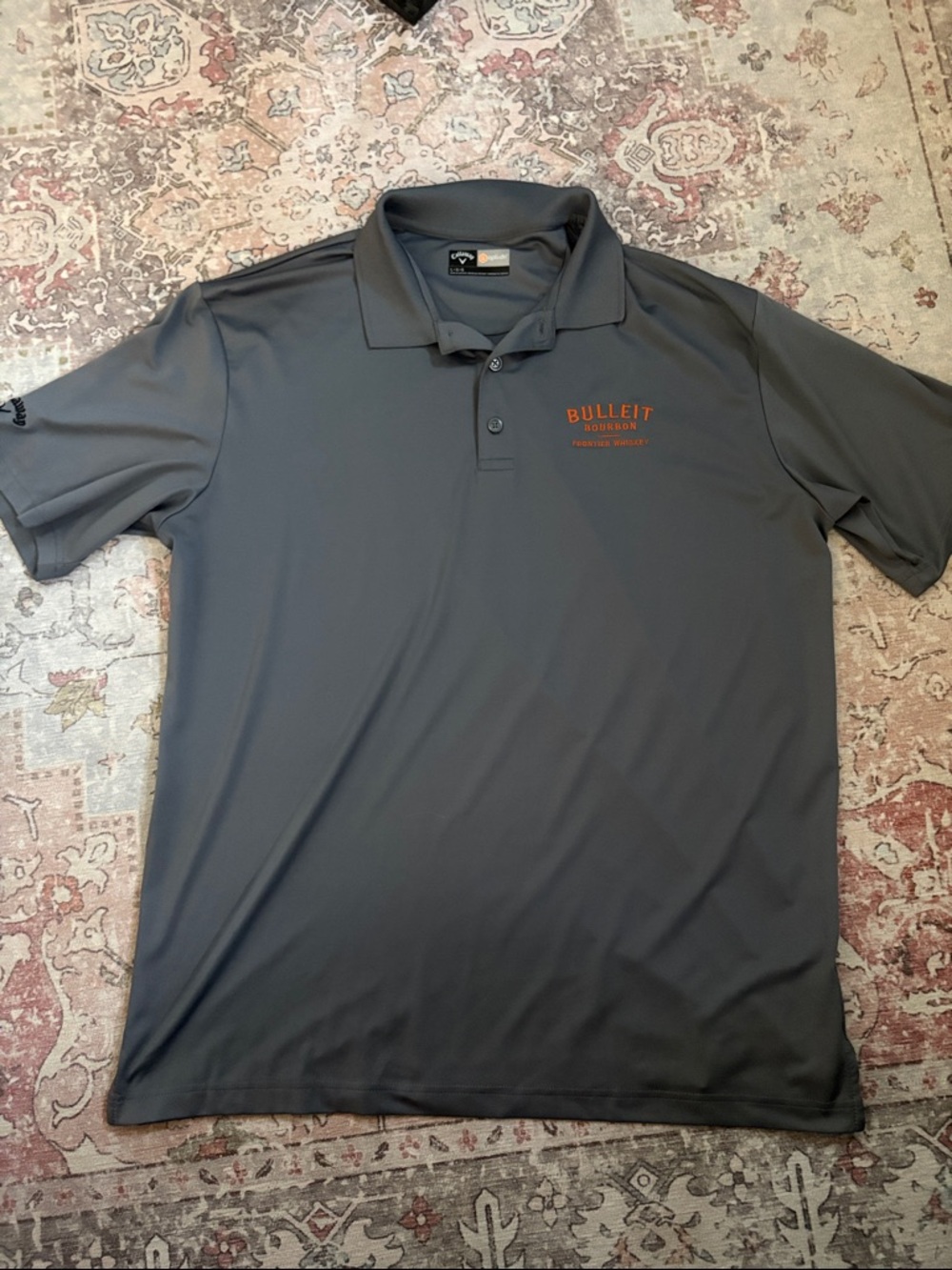 Callaway Gray Men's Polo with Orange Bulleit Logo